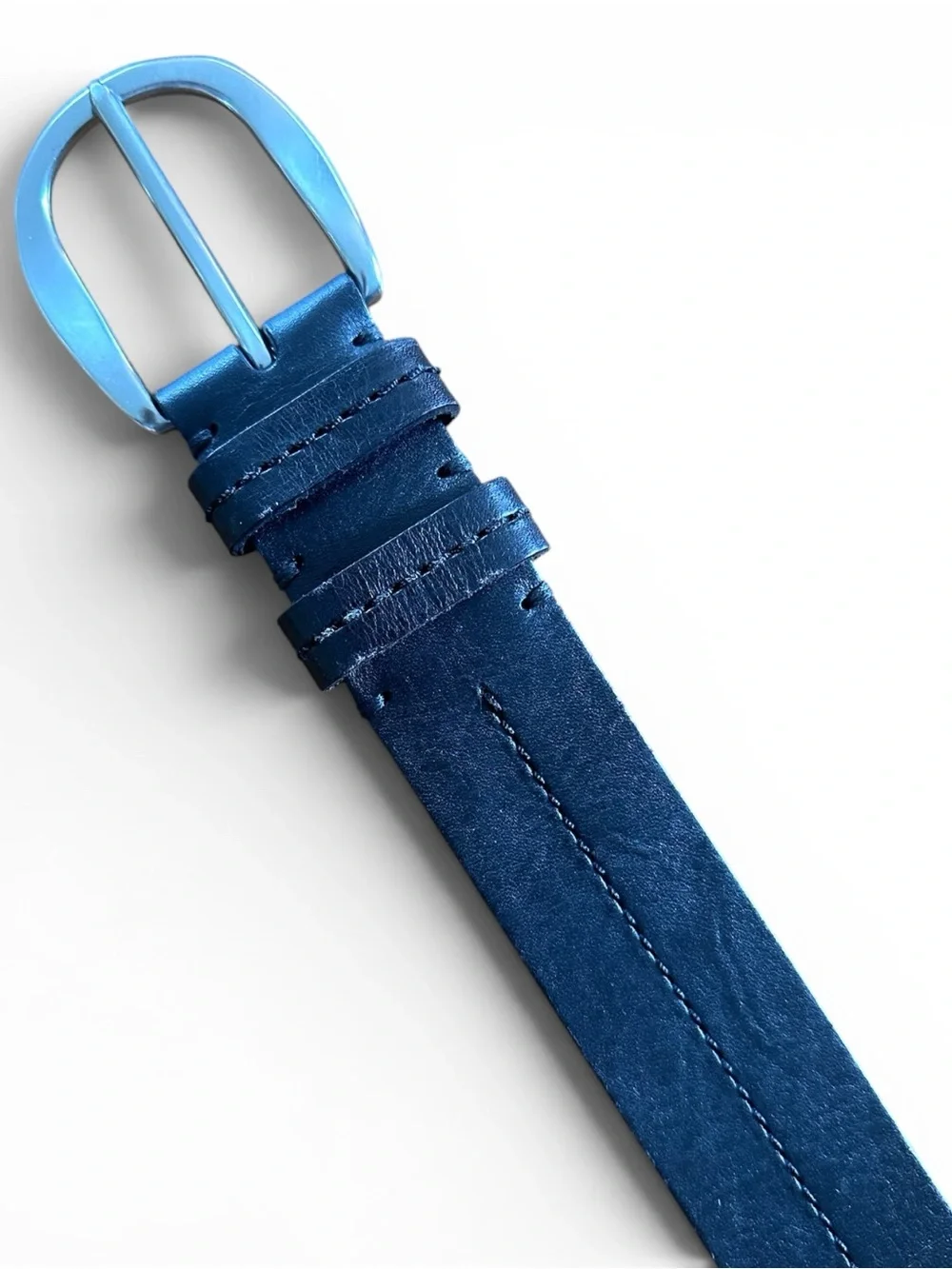 Lauren Ralph Lauren Black Leather Belt with Silver-Tone Oval Buckle